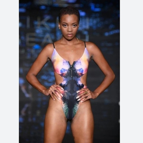 Satellite Island Other - Satellite Island One Piece Swimsuit in Galaxy/Flamingo Reversible Sz S